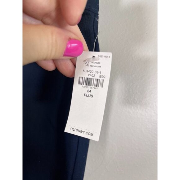 Old Navy Pant Women 24 Blue Pull On Neutral Office Minimalist Cropped 80s Retro - Picture 4 of 11